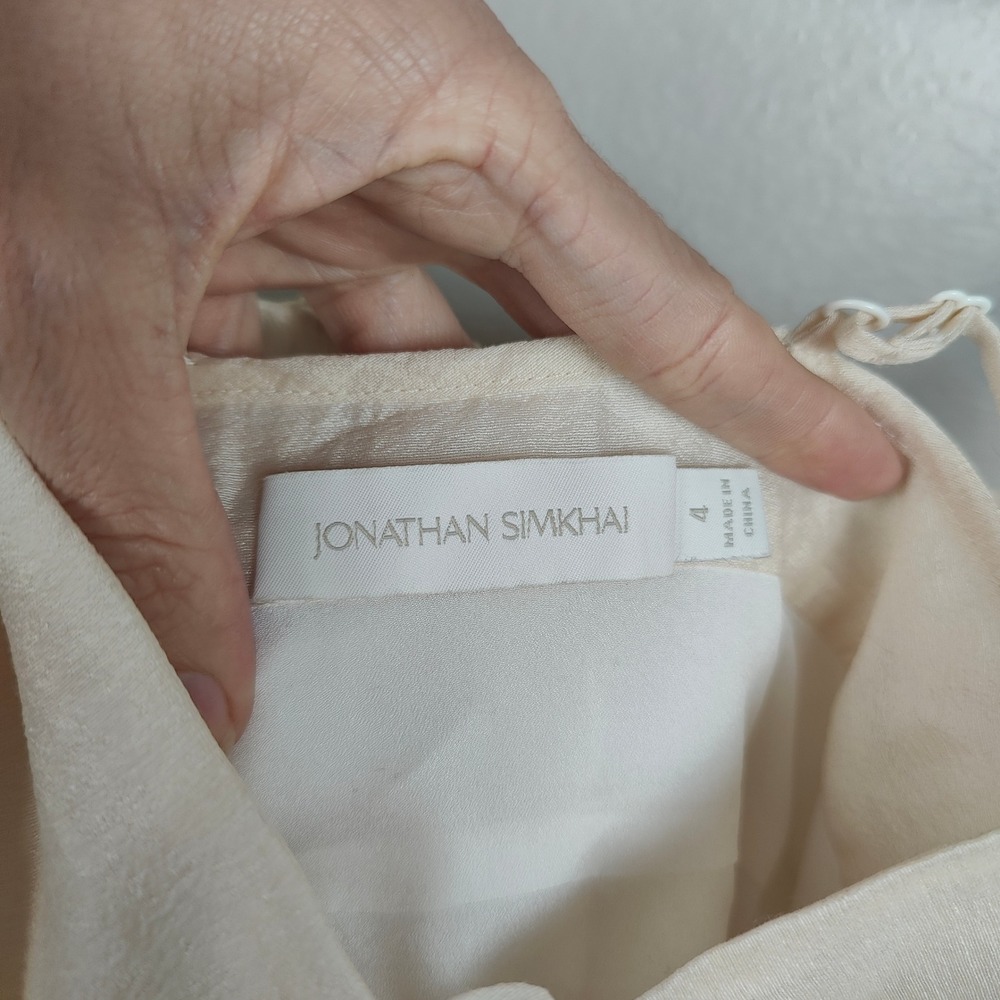 Jonathan Simkhai Loli Gown Womens 4 Off-White Cream Tiered Pleated‎ Maxi Layered - Picture 9 of 11
